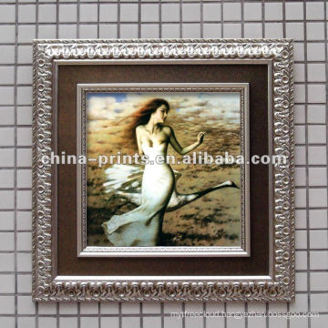 Shabby Framed Sexy Nude Woman Oil Painting